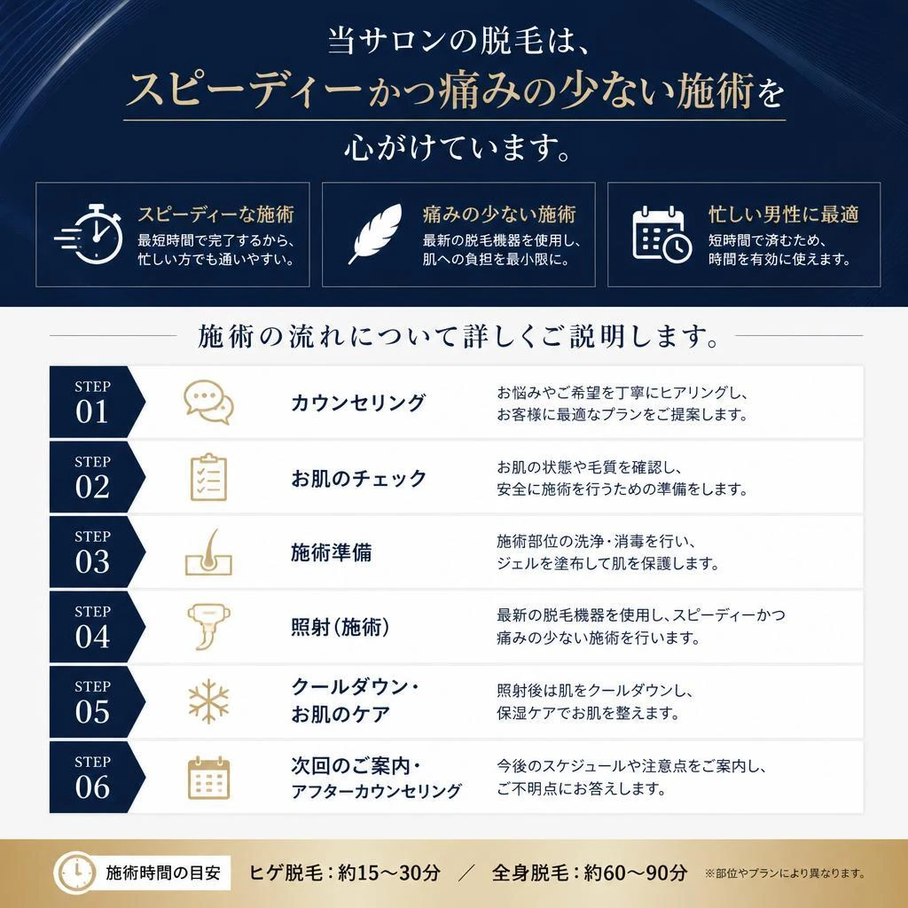 2. 短時間で終わるスピーディーな施術
