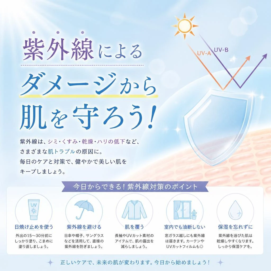 紫外線によるダメージから肌を守ろう！