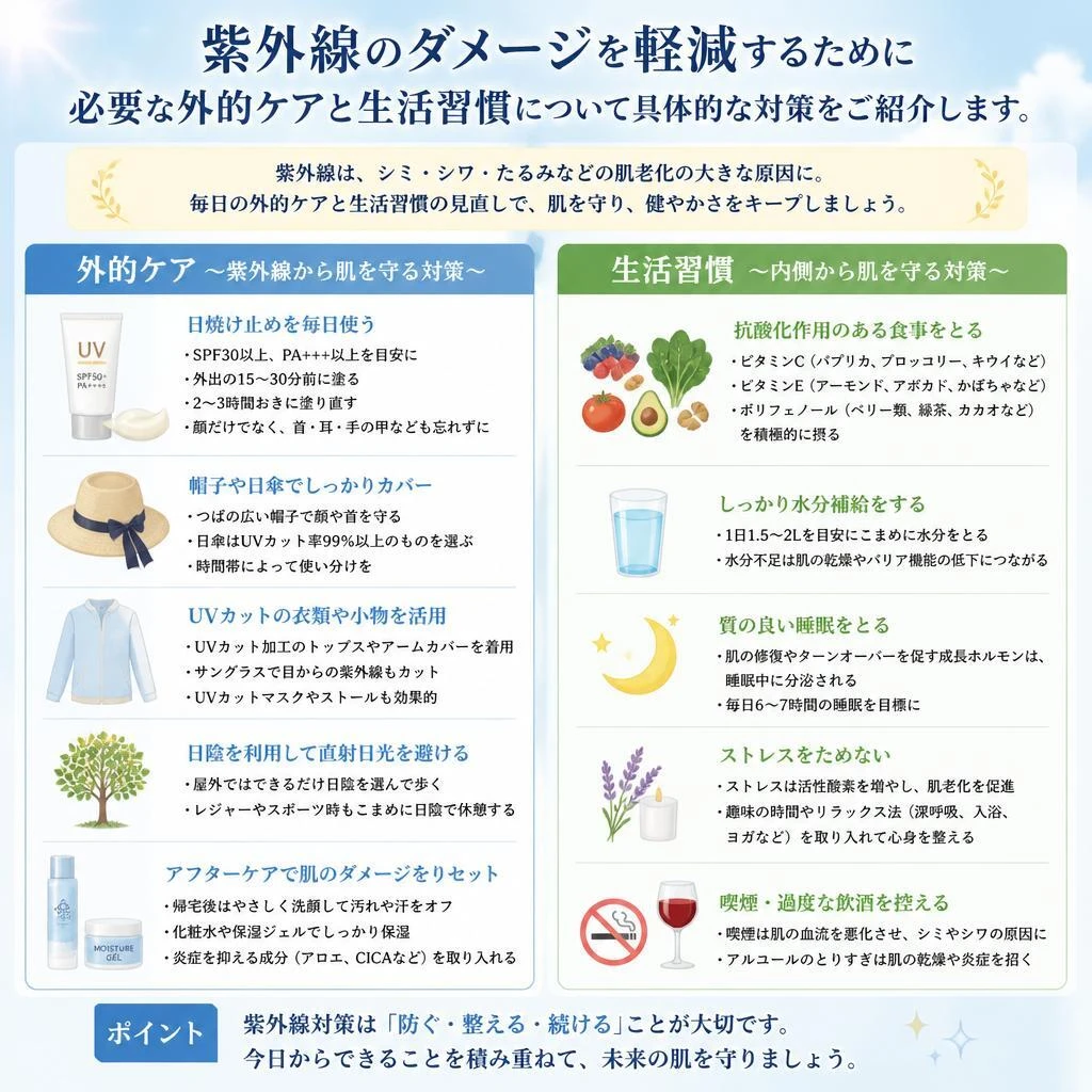 2. 紫外線による肌の老化を防ぐために